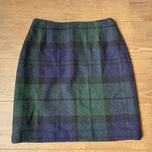Eddie Bauer Skirt Womens 6 Wool Blend Green Blue Plaid Academia Preppy Vintage